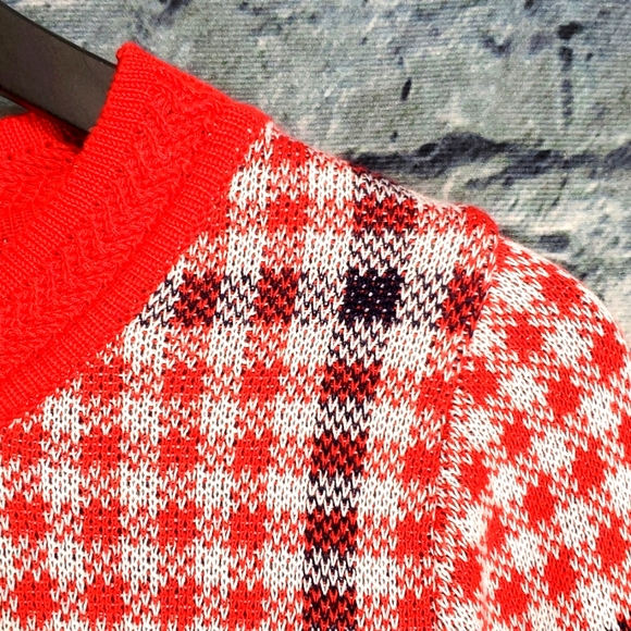 Skovhuus | Retro Cottagecore Modern Style Red Plaid Check Pullover Sweater - Picture 3 of 9